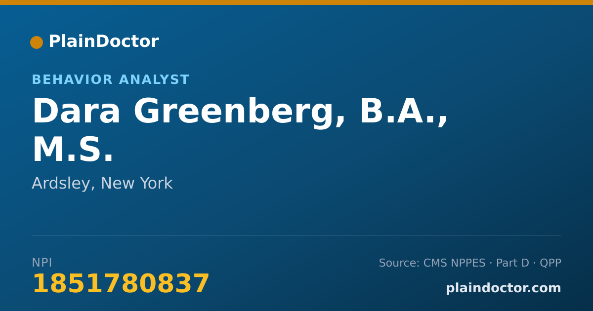Shareable card for Dara Greenberg, B.A., M.S. - Specialist, Ardsley, NY
