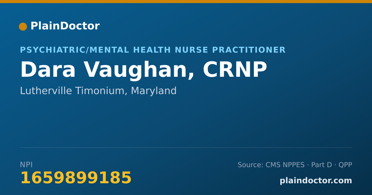 Shareable card for Dara Vaughan, CRNP - Psychiatric/Mental Health Nurse Practitioner, Lutherville Timonium, MD