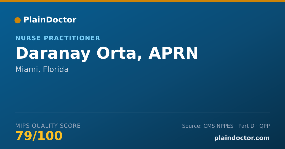 Shareable card for Daranay Orta, APRN - Nurse Practitioner, Miami, FL