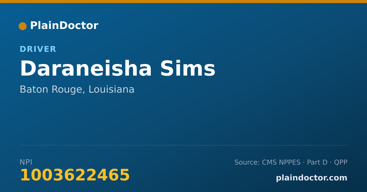 Shareable card for Daraneisha Sims - Driver, Baton Rouge, LA