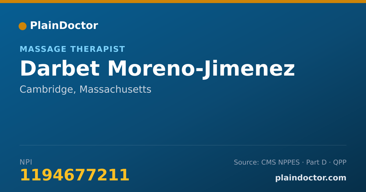 Shareable card for Darbet Moreno-Jimenez - Massage Therapist, Cambridge, MA