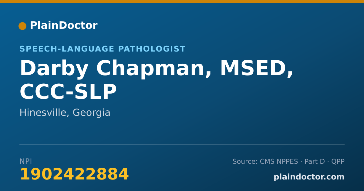Shareable card for Darby Chapman, MSED, CCC-SLP - Speech-Language Pathologist, Hinesville, GA