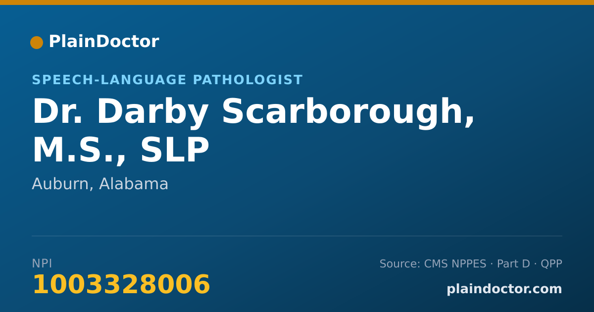 Shareable card for Darby Scarborough, M.S., SLP - Speech-Language Pathologist, Auburn, AL