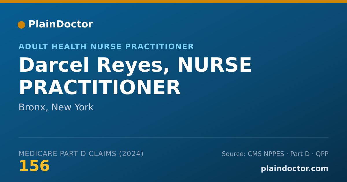 Shareable card for Darcel Reyes, NURSE PRACTITIONER - Adult Health Nurse Practitioner, Bronx, NY