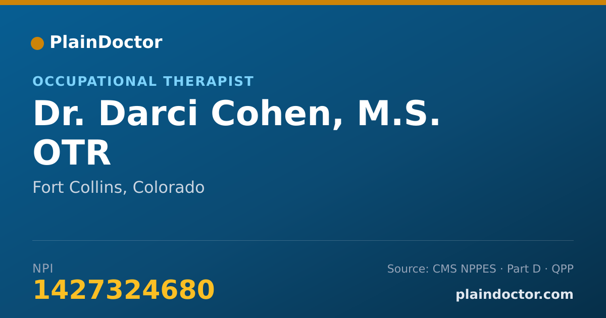 Shareable card for Darci Cohen, M.S. OTR - Occupational Therapist, Fort Collins, CO