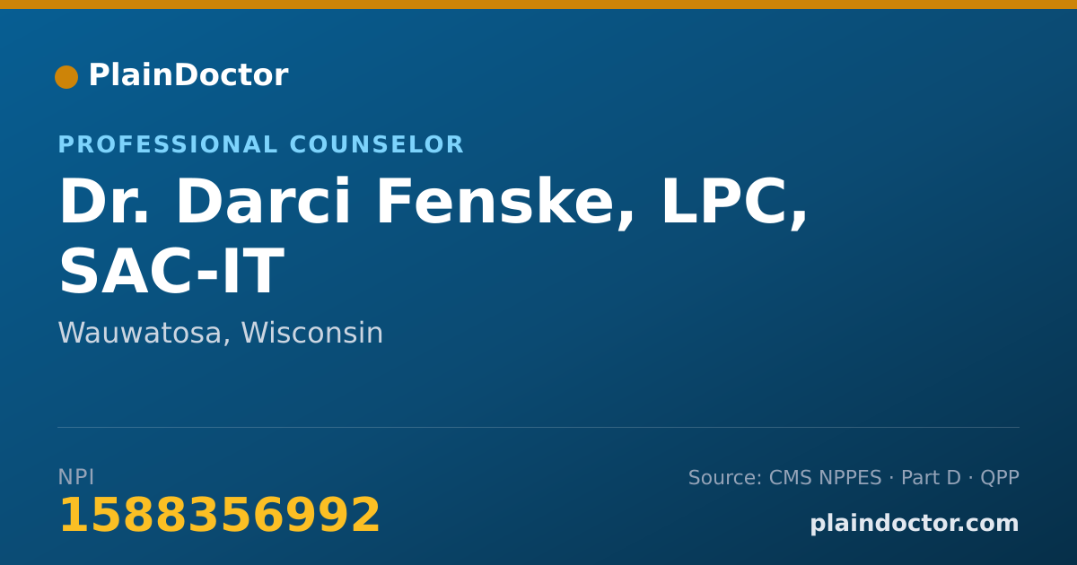 Shareable card for Darci Fenske, LPC, SAC-IT - Professional Counselor, Wauwatosa, WI