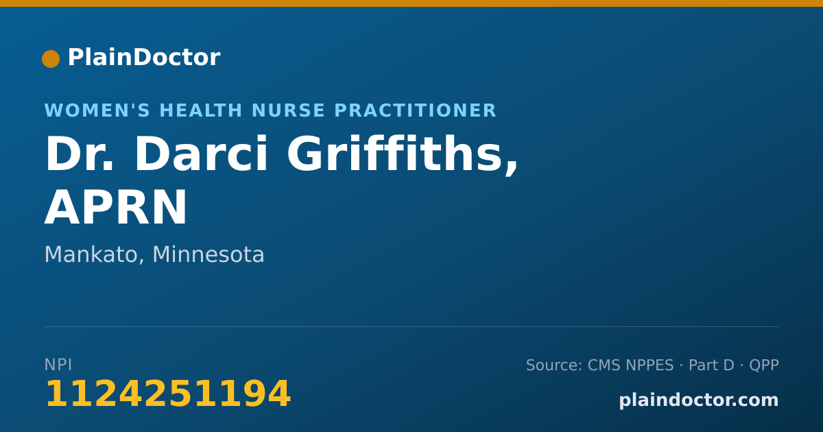 Shareable card for Darci Griffiths, APRN - Women's Health Nurse Practitioner, Mankato, MN