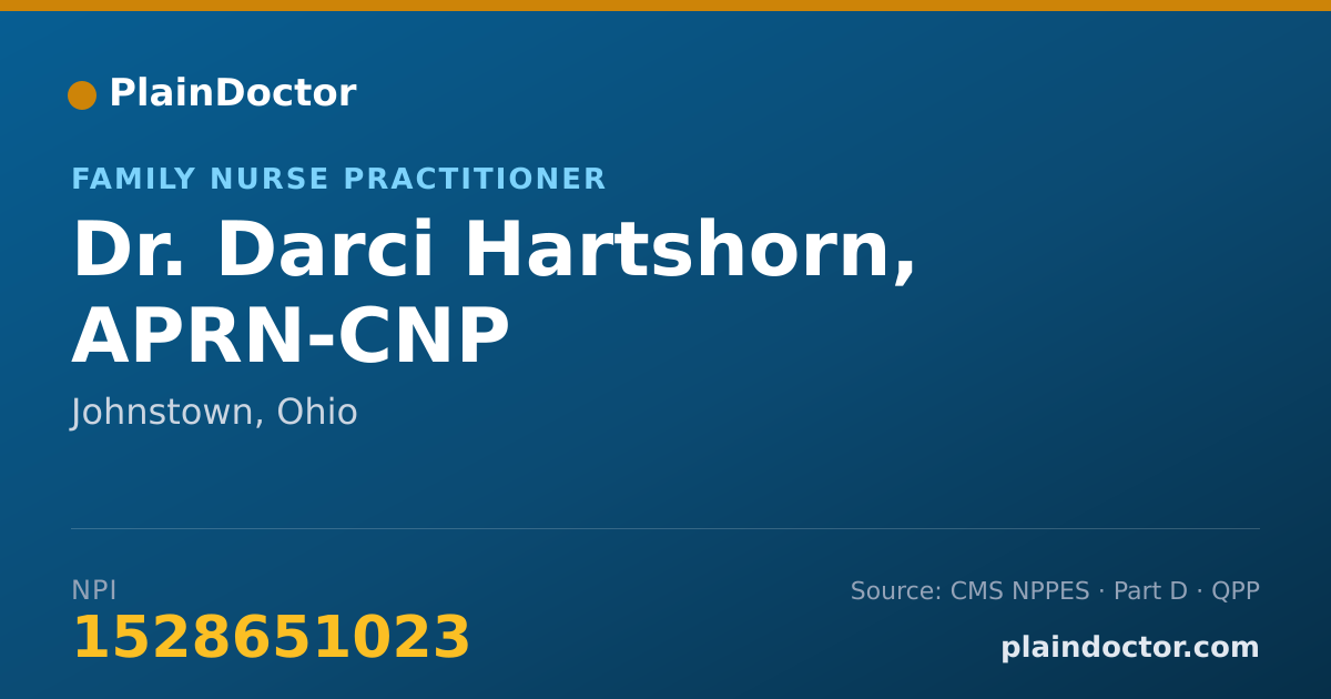 Shareable card for Darci Hartshorn, APRN-CNP - Family Nurse Practitioner, Johnstown, OH
