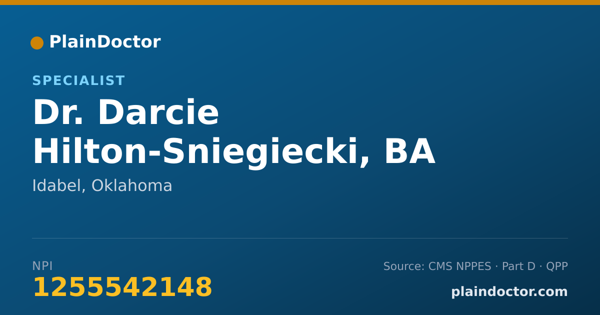 Shareable card for Darcie Hilton-Sniegiecki, BA  BHRS - Specialist, Idabel, OK