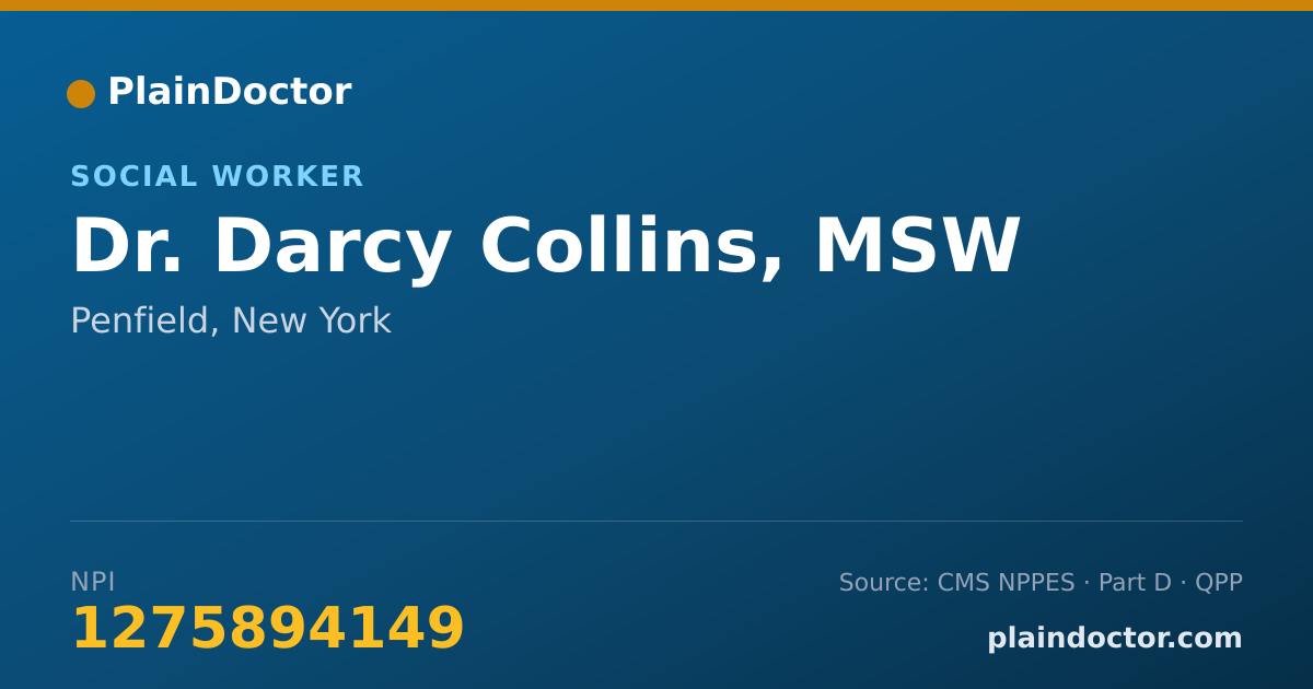 Shareable card for Darcy Collins, MSW - Social Worker, Penfield, NY