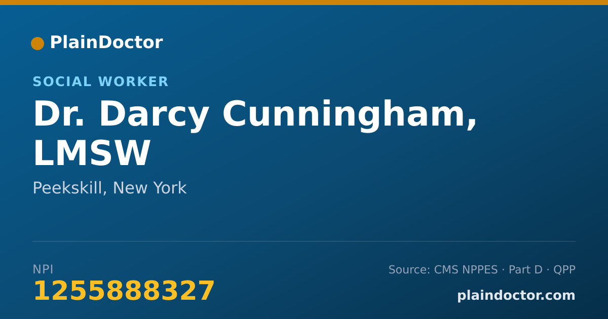 Shareable card for Darcy Cunningham, LMSW - Social Worker, Peekskill, NY