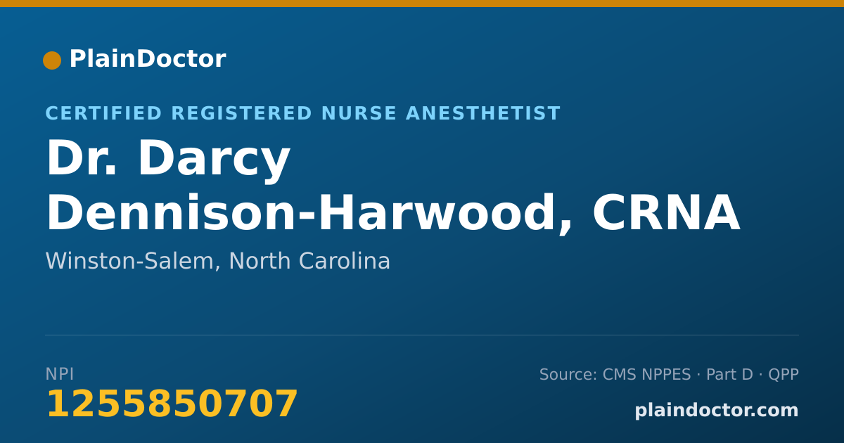 Shareable card for Darcy Dennison-Harwood, CRNA - Certified Registered Nurse Anesthetist, Winston-Salem, NC