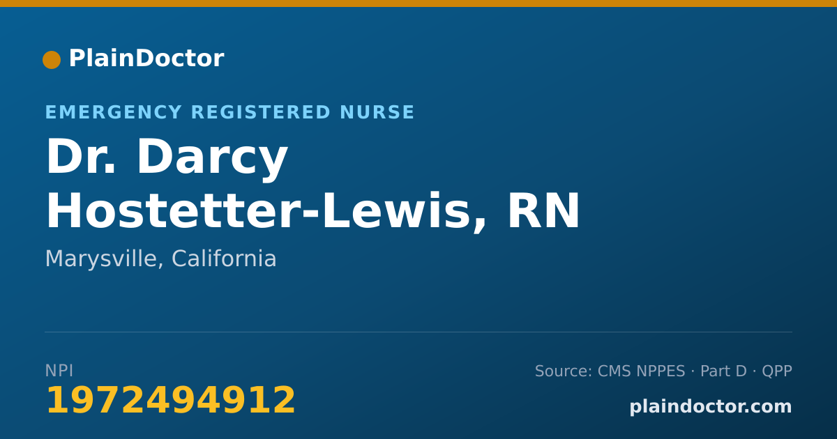 Shareable card for Darcy Hostetter-Lewis, RN - Emergency Registered Nurse, Marysville, CA