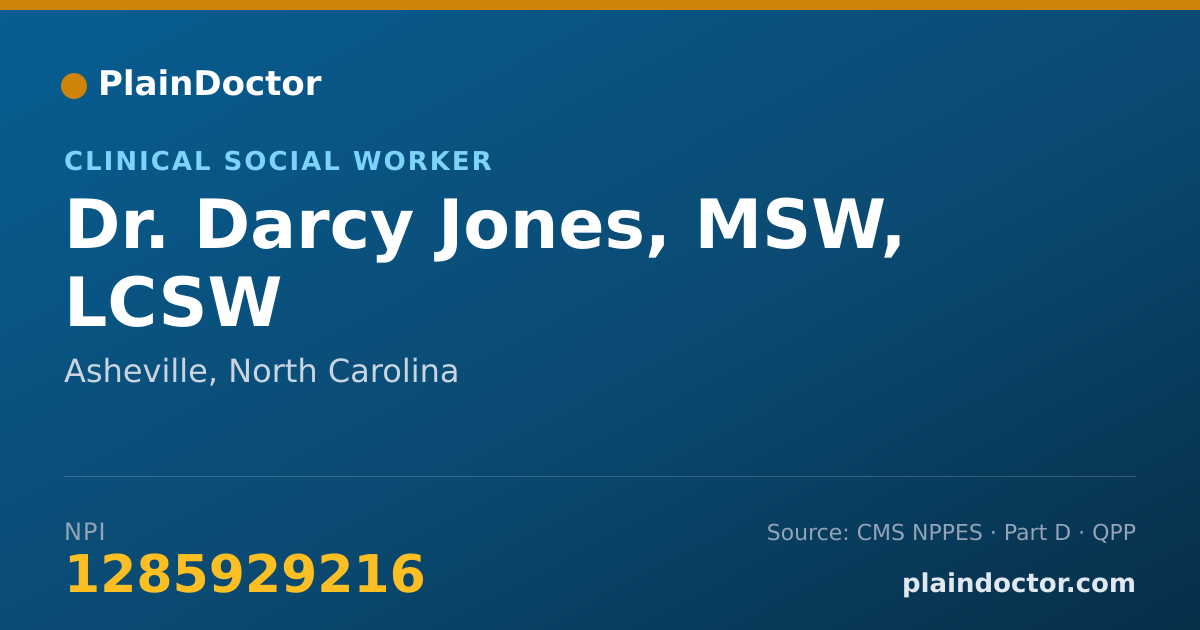 Shareable card for Darcy Jones, MSW, LCSW - Clinical Social Worker, Asheville, NC