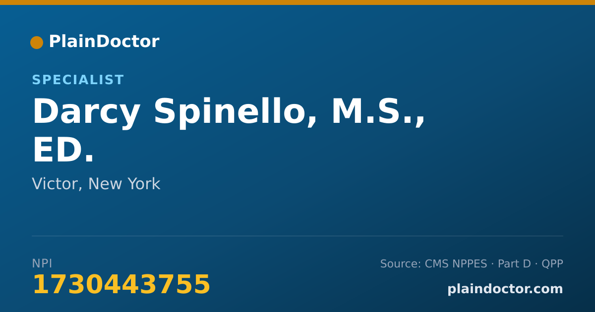 Shareable card for Darcy Spinello, M.S.,  ED. - Specialist, Victor, NY