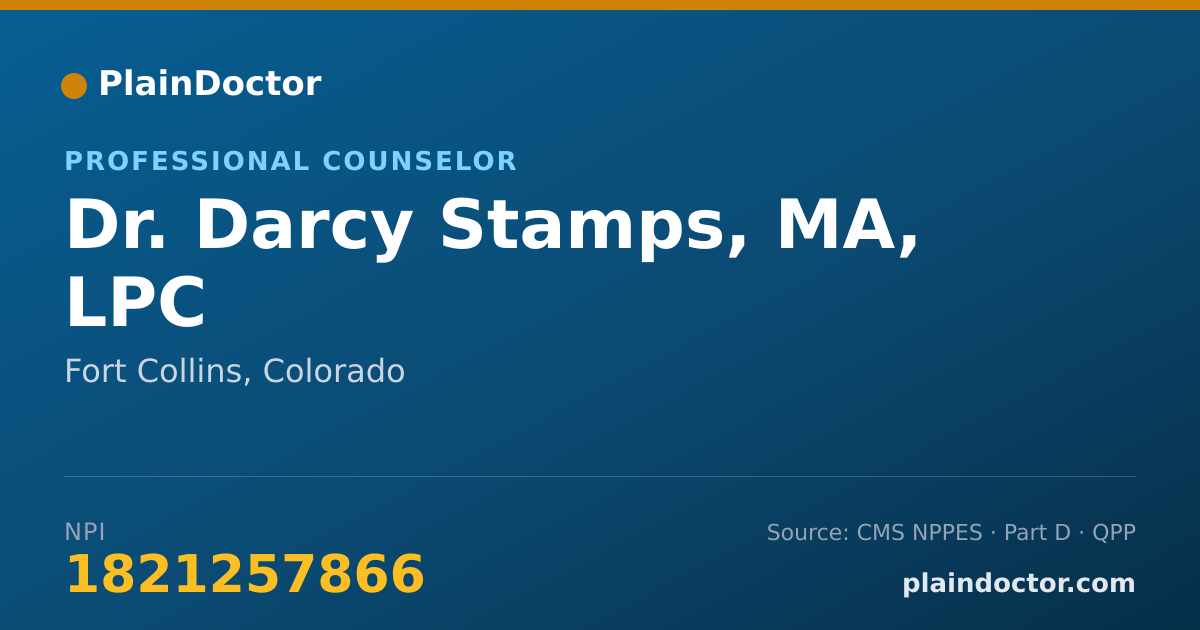 Shareable card for Darcy Stamps, MA, LPC - Professional Counselor, Fort Collins, CO
