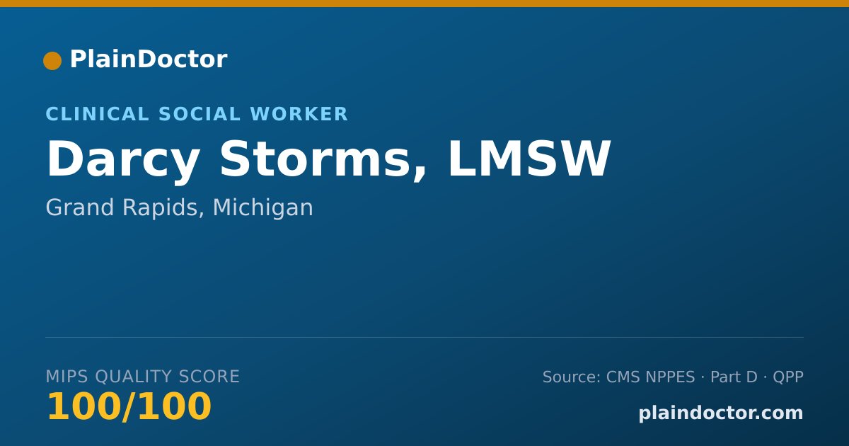 Shareable card for Darcy Storms, LMSW - Clinical Social Worker, Grand Rapids, MI