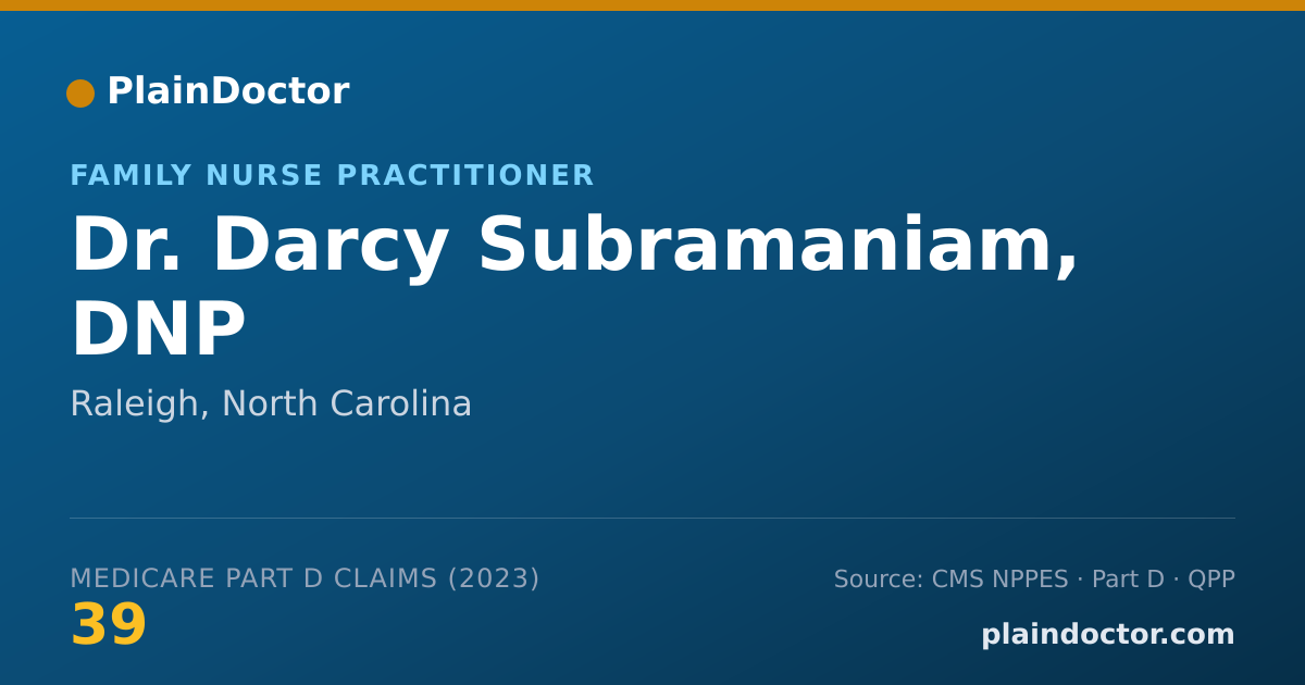 Shareable card for Darcy Subramaniam, DNP - Family Nurse Practitioner, Raleigh, NC