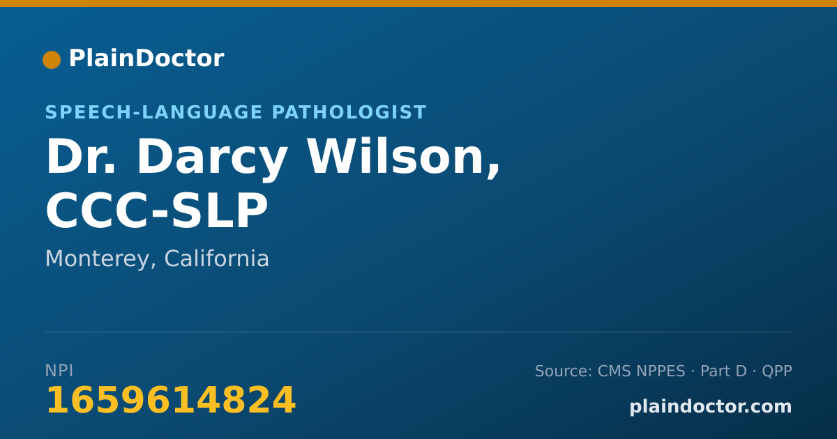 Shareable card for Darcy Wilson, CCC-SLP - Speech-Language Pathologist, Monterey, CA