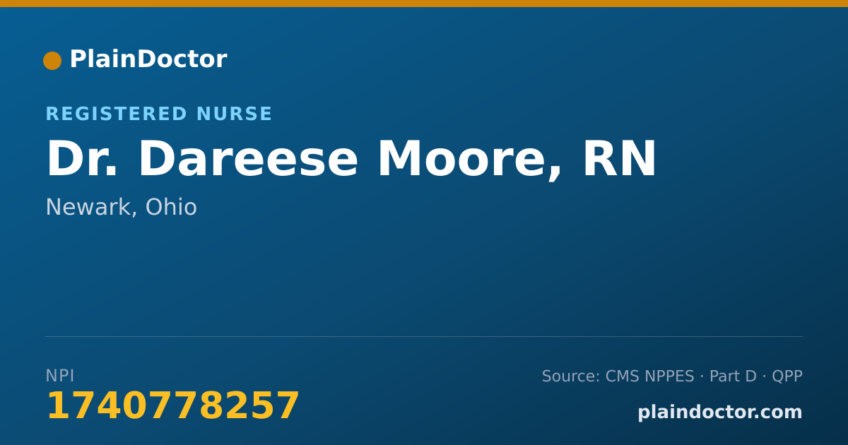 Shareable card for Dareese Moore, RN - Registered Nurse, Newark, OH