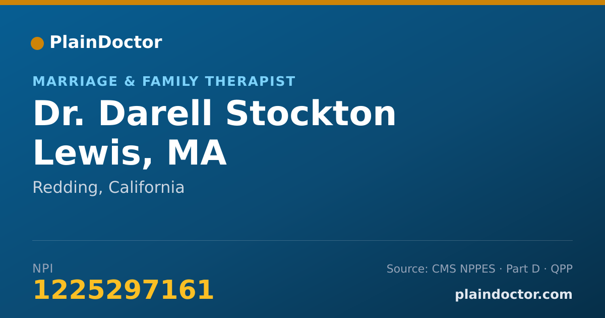 Shareable card for Darell Stockton Lewis, MA - Marriage & Family Therapist, Redding, CA