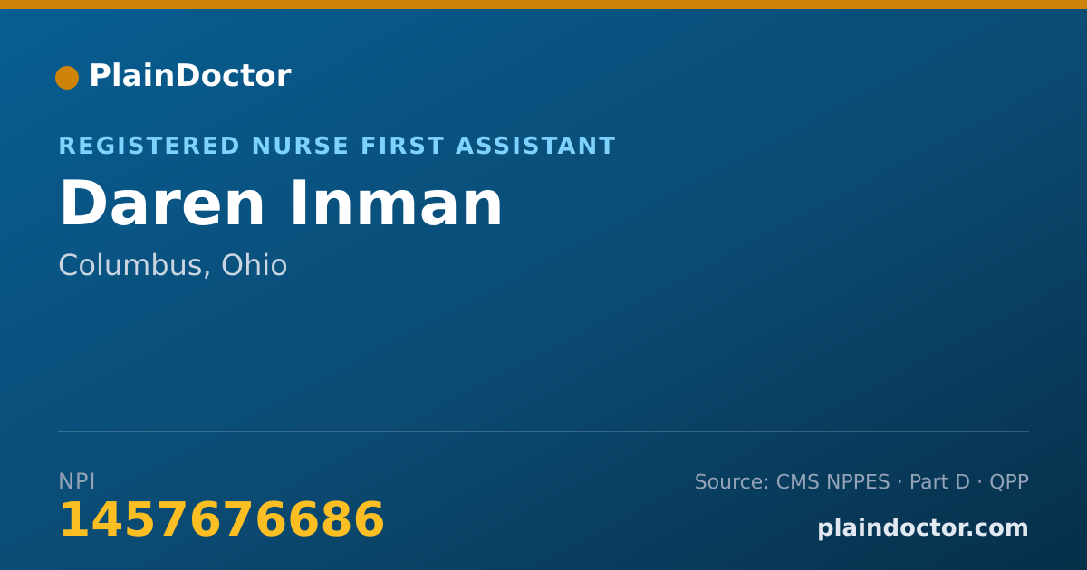 Shareable card for Daren Inman - Registered Nurse First Assistant, Columbus, OH