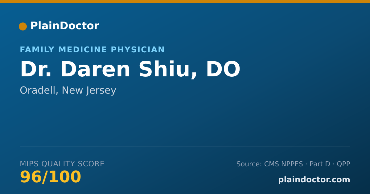 Shareable card for Daren Shiu, DO - Family Medicine Physician, Oradell, NJ