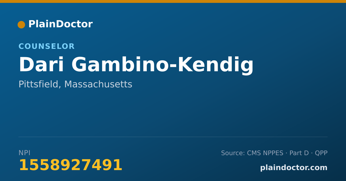 Shareable card for Dari Gambino-Kendig - Counselor, Pittsfield, MA