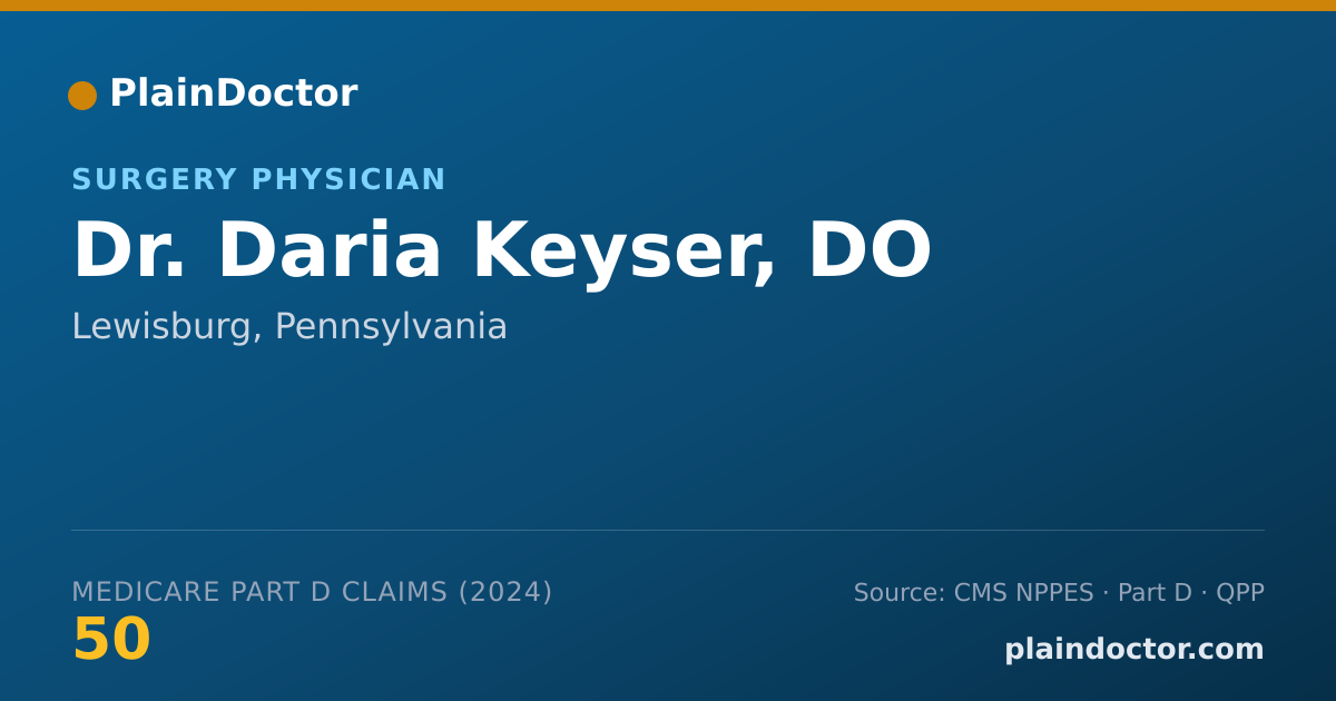 Shareable card for Daria Keyser, DO - Surgery Physician, Lewisburg, PA