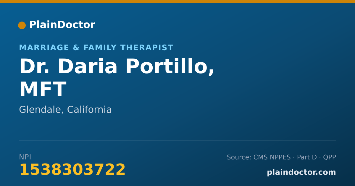 Shareable card for Daria Portillo, MFT - Marriage & Family Therapist, Glendale, CA