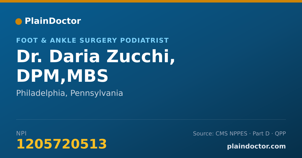Shareable card for Daria Zucchi, DPM,MBS - Foot & Ankle Surgery Podiatrist, Philadelphia, PA