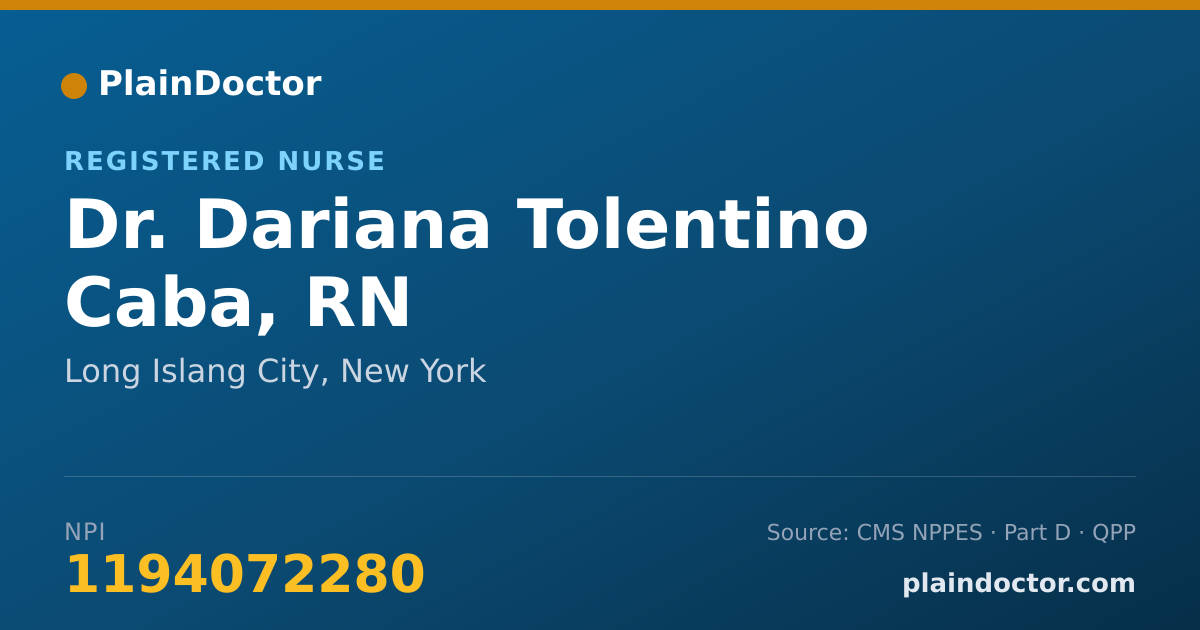 Shareable card for Dariana Tolentino Caba, RN - Registered Nurse, Long Islang City, NY