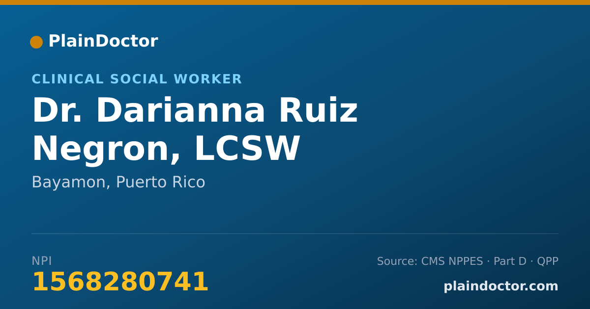 Shareable card for Darianna Ruiz Negron, LCSW - Clinical Social Worker, Bayamon, PR