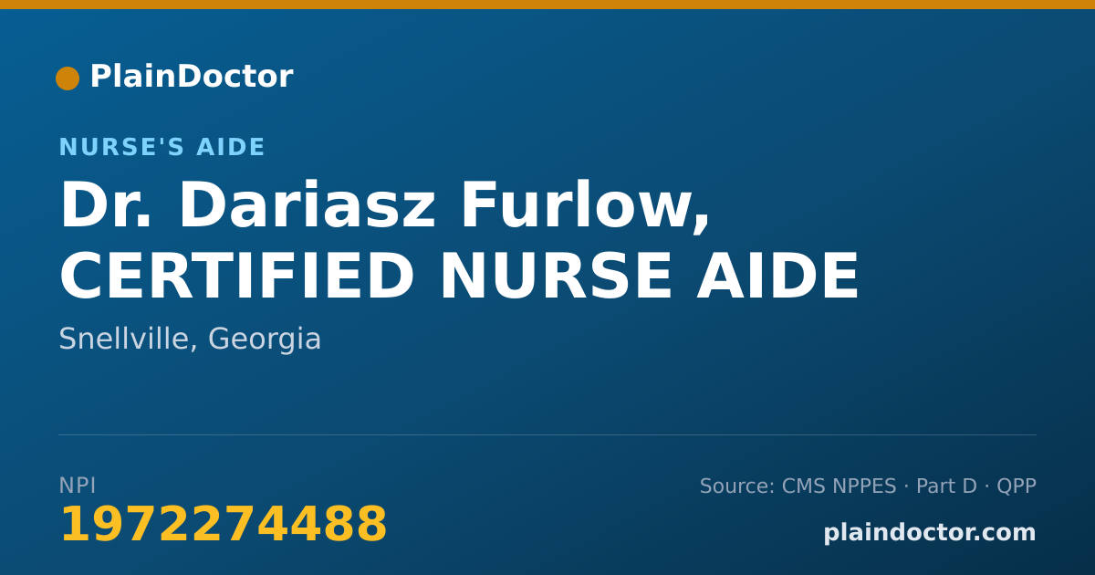 Shareable card for Dariasz Furlow, CERTIFIED NURSE AIDE - Nurse's Aide, Snellville, GA