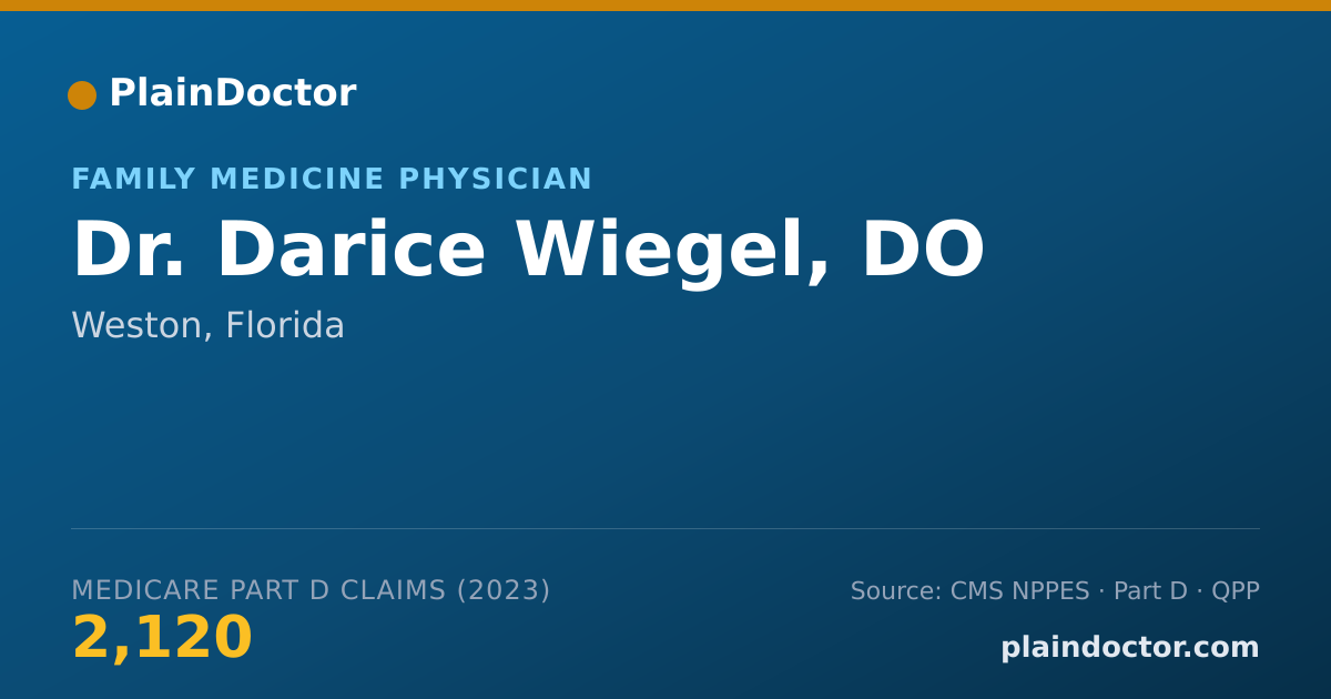 Shareable card for Darice Wiegel, DO - Family Medicine Physician, Weston, FL