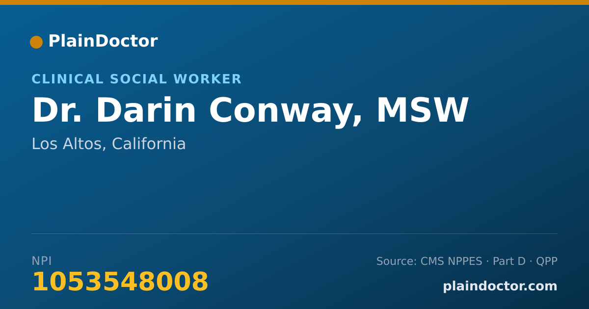 Shareable card for Darin Conway, MSW - Clinical Social Worker, Los Altos, CA