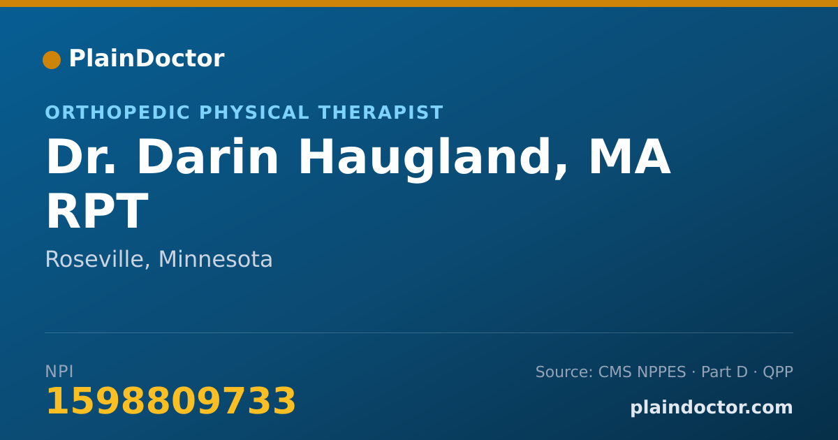 Shareable card for Darin Haugland, MA RPT - Orthopedic Physical Therapist, Roseville, MN