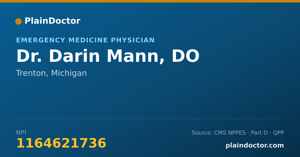 Shareable card for Darin Mann, DO - Emergency Medicine Physician, Trenton, MI