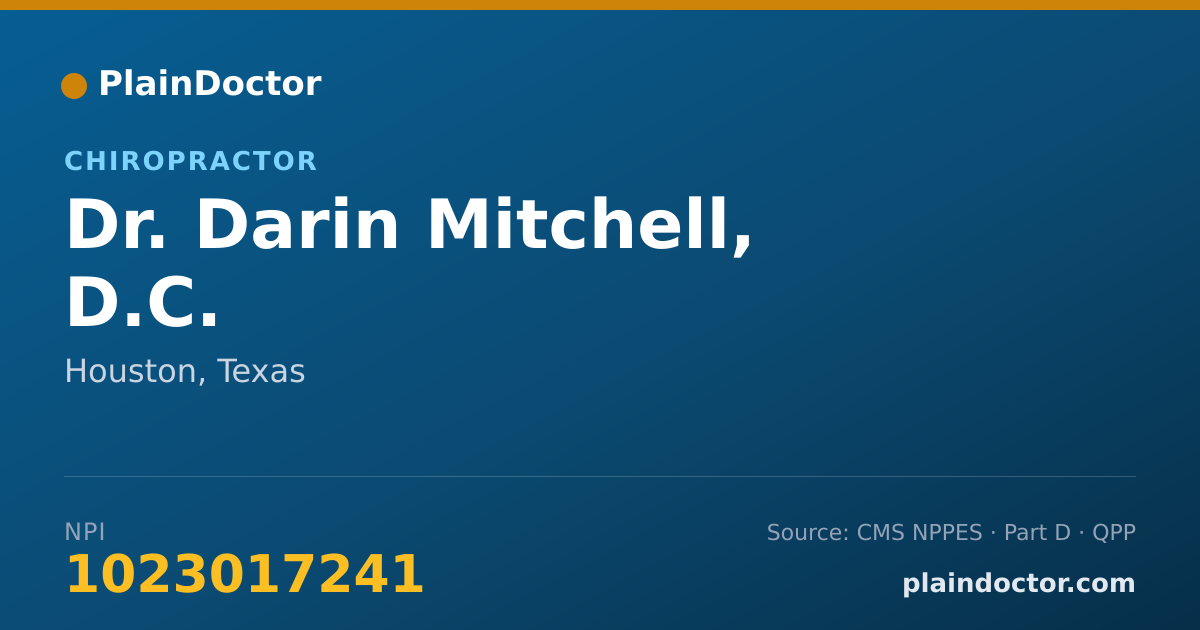 Shareable card for Darin Mitchell, D.C. - Chiropractor, Houston, TX