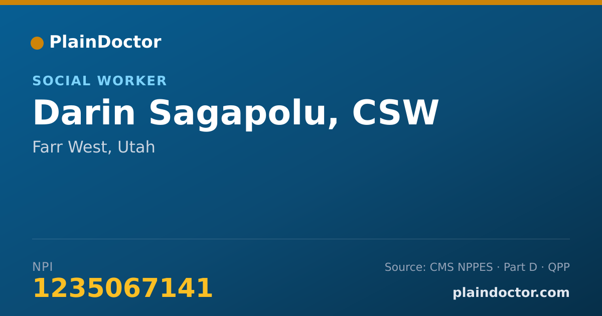Shareable card for Darin Sagapolu, CSW - Social Worker, Farr West, UT