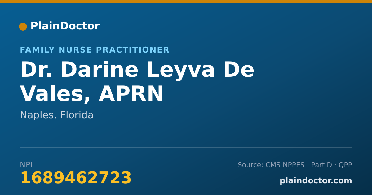 Shareable card for Darine Leyva De Vales, APRN - Family Nurse Practitioner, Naples, FL