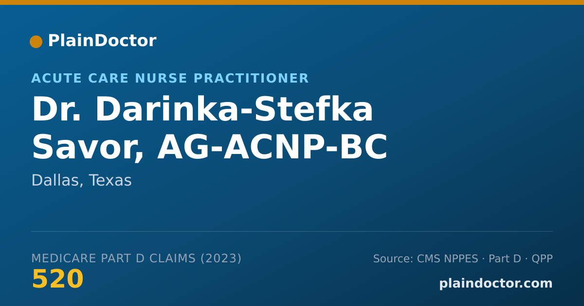 Shareable card for Darinka-Stefka Savor, AG-ACNP-BC - Acute Care Nurse Practitioner, Dallas, TX