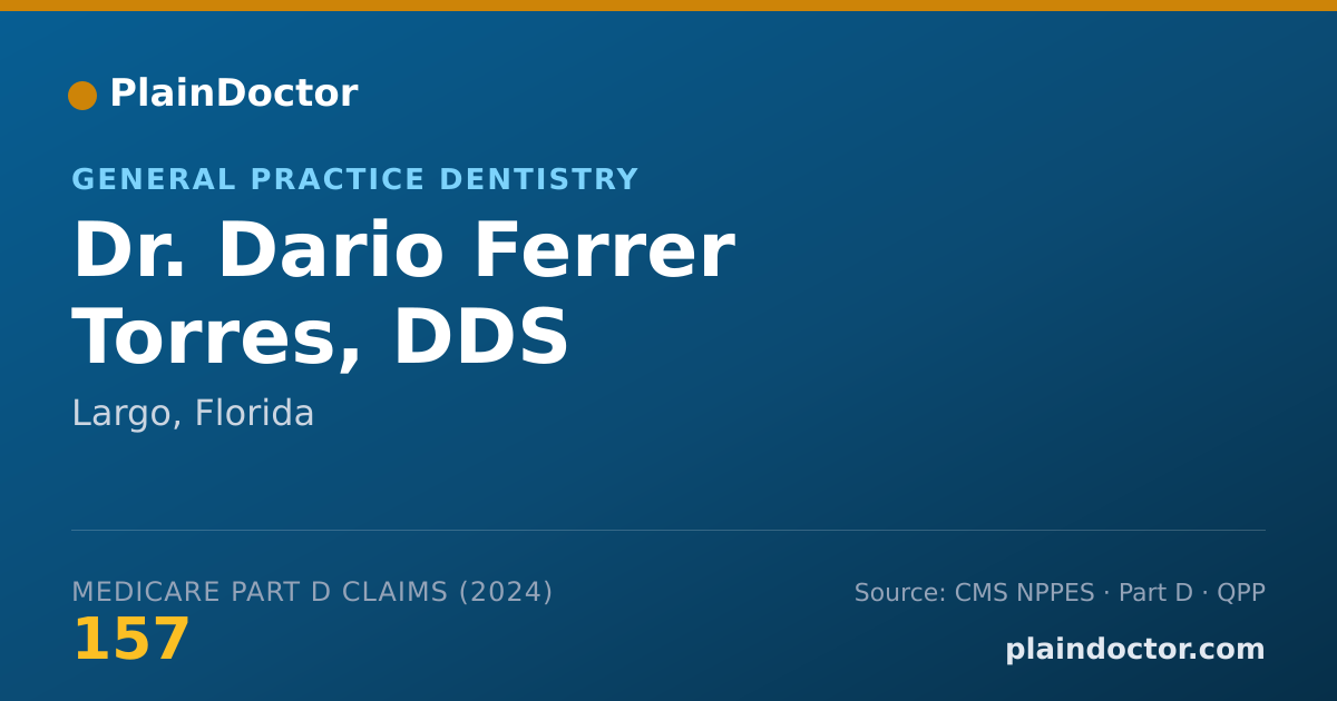 Shareable card for Dario Ferrer Torres, DDS - General Practice Dentistry, Largo, FL