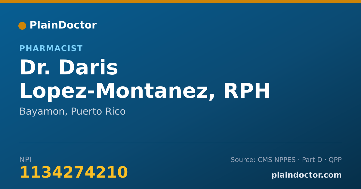 Shareable card for Daris Lopez-Montanez, RPH - Pharmacist, Bayamon, PR