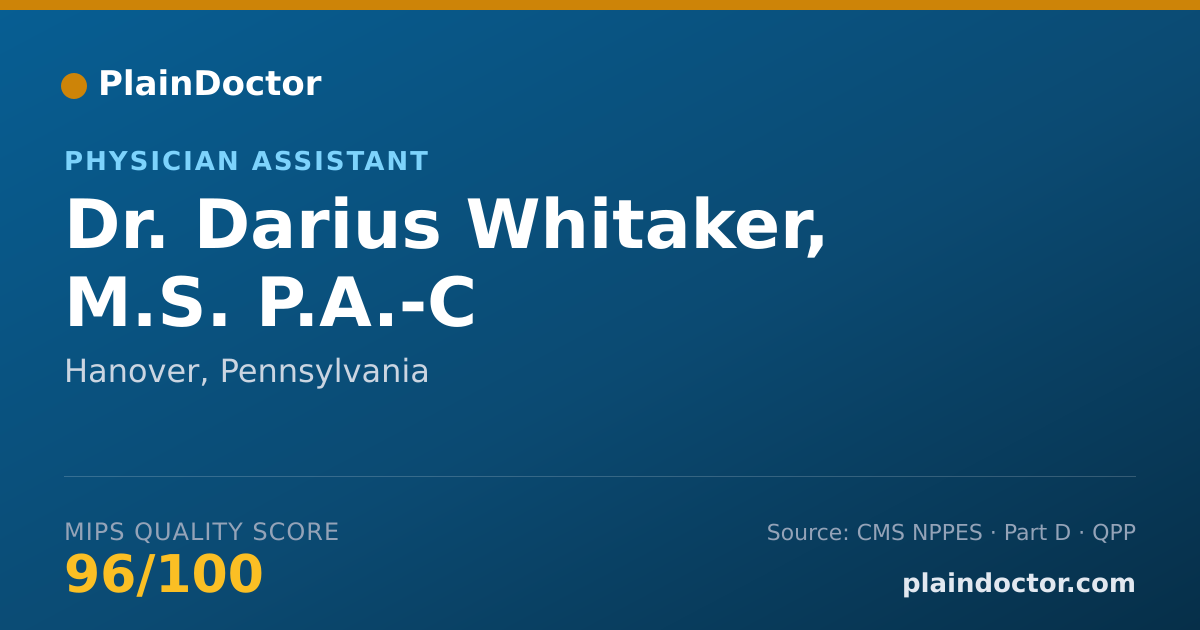 Shareable card for Darius Whitaker, M.S. P.A.-C - Physician Assistant, Hanover, PA