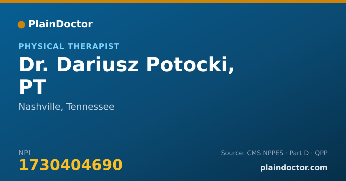 Shareable card for Dariusz Potocki, PT - Physical Therapist, Nashville, TN