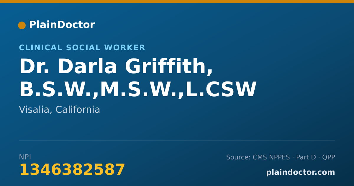 Shareable card for Darla Griffith, B.S.W.,M.S.W.,L.CSW - Clinical Social Worker, Visalia, CA