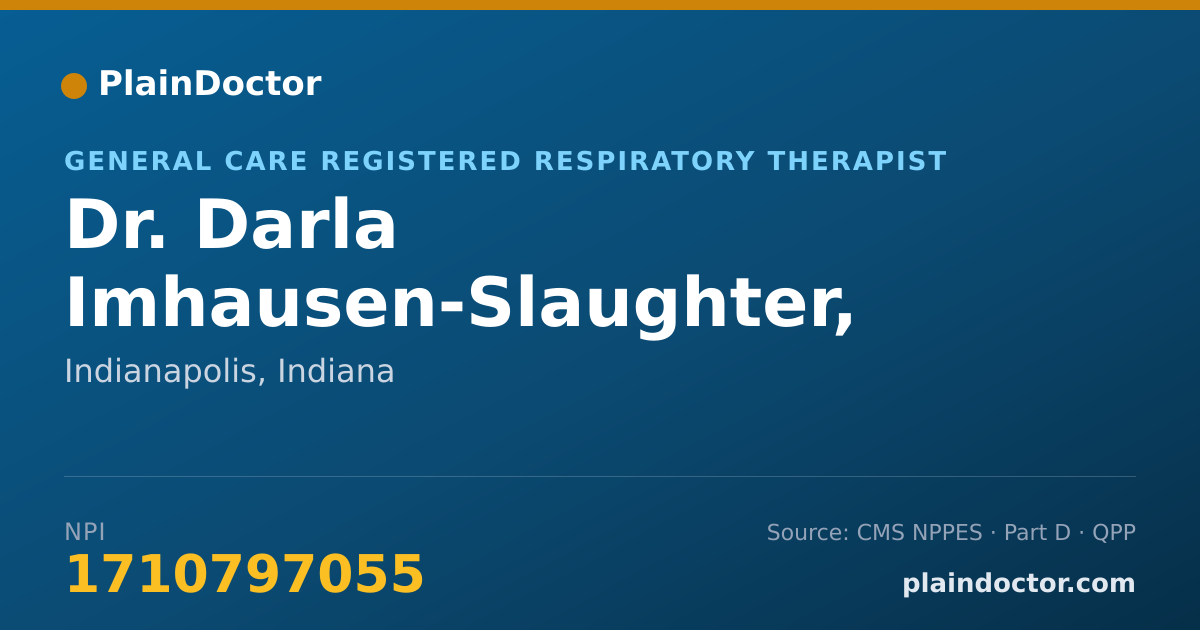 Shareable card for Darla Imhausen-Slaughter, CHES - General Care Registered Respiratory Therapist, Indianapolis, IN