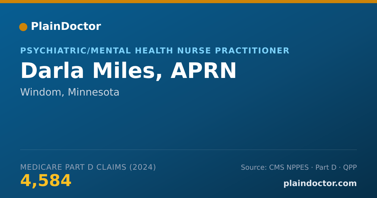 Shareable card for Darla Miles, APRN - Psychiatric/Mental Health Nurse Practitioner, Windom, MN