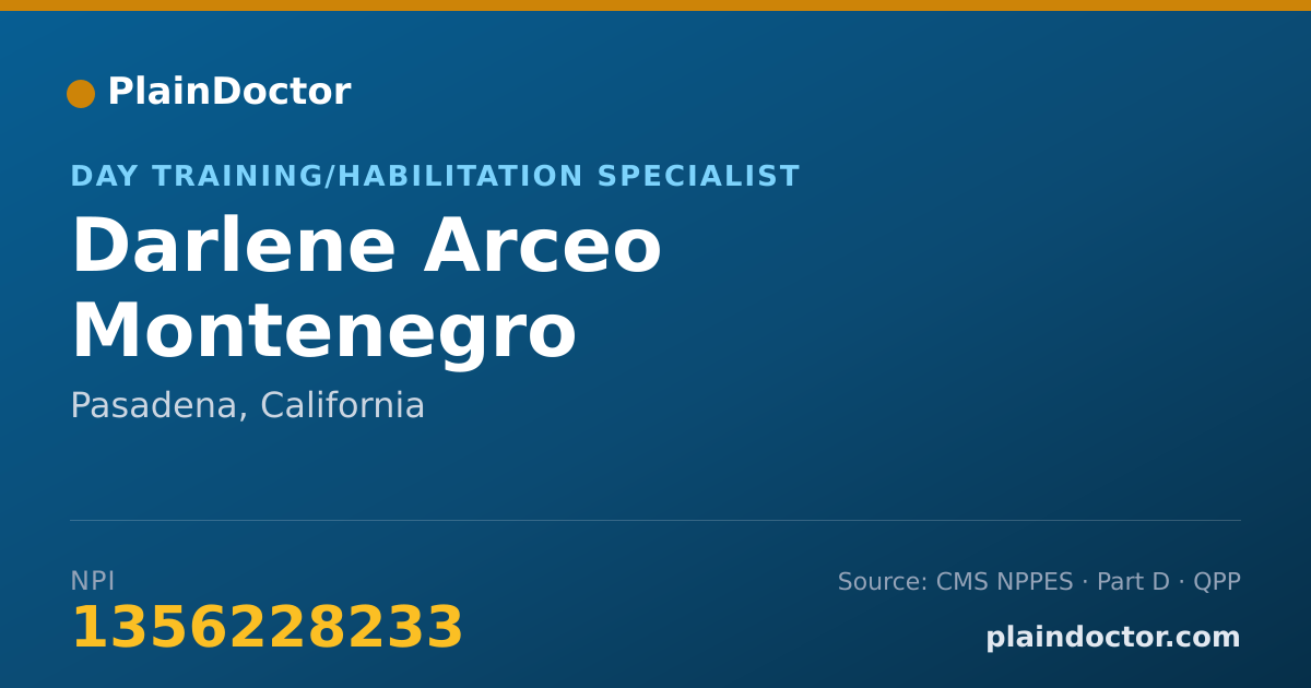 Shareable card for Darlene Arceo Montenegro - Day Training/Habilitation Specialist, Pasadena, CA